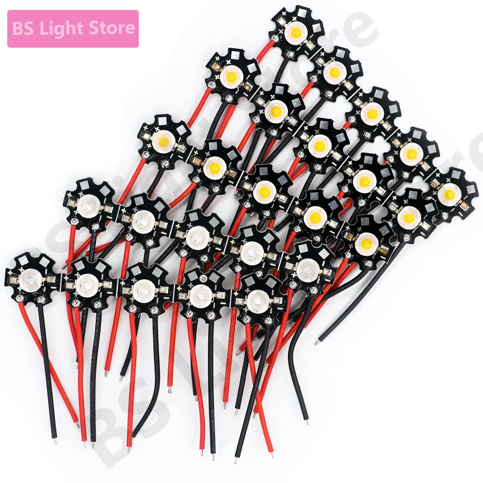 1-10pcs 1W 3W High Power Hot White/Cold White/Natural White/Red/Green/Blue/Blue Real LED IR With Wire 20mm Star PCB Light Source