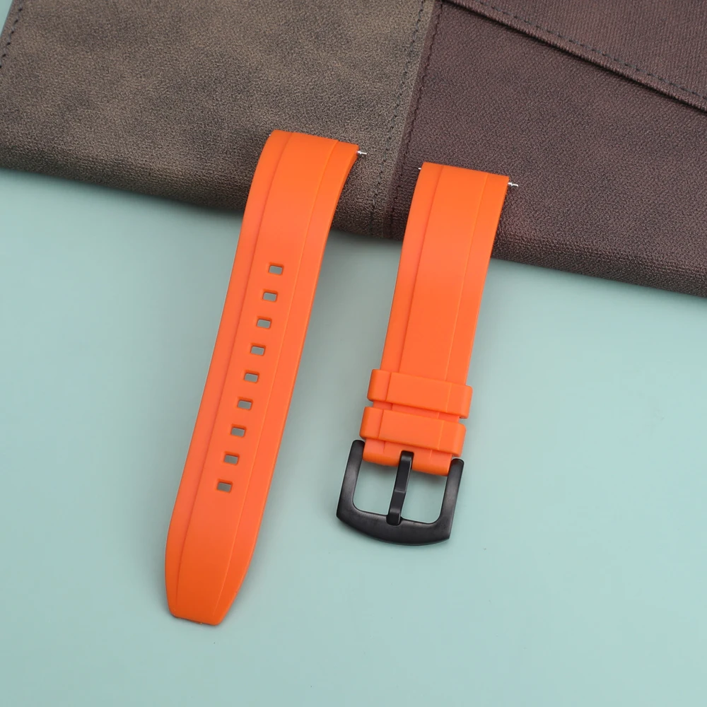 Quality Fluoro Rubber Watch Strap 18mm 19mm 20mm 21mm 22mm 24mm Sport Watchband Black Green Wristband With Quick Release Band