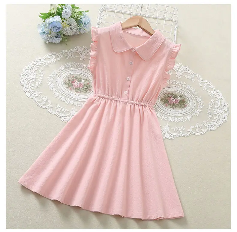 2026 new teenager Summer Kids girls Fold Dresses Formal Princess Children braces maid skirt 4 5 6 7 8 10 11 12 13 Years