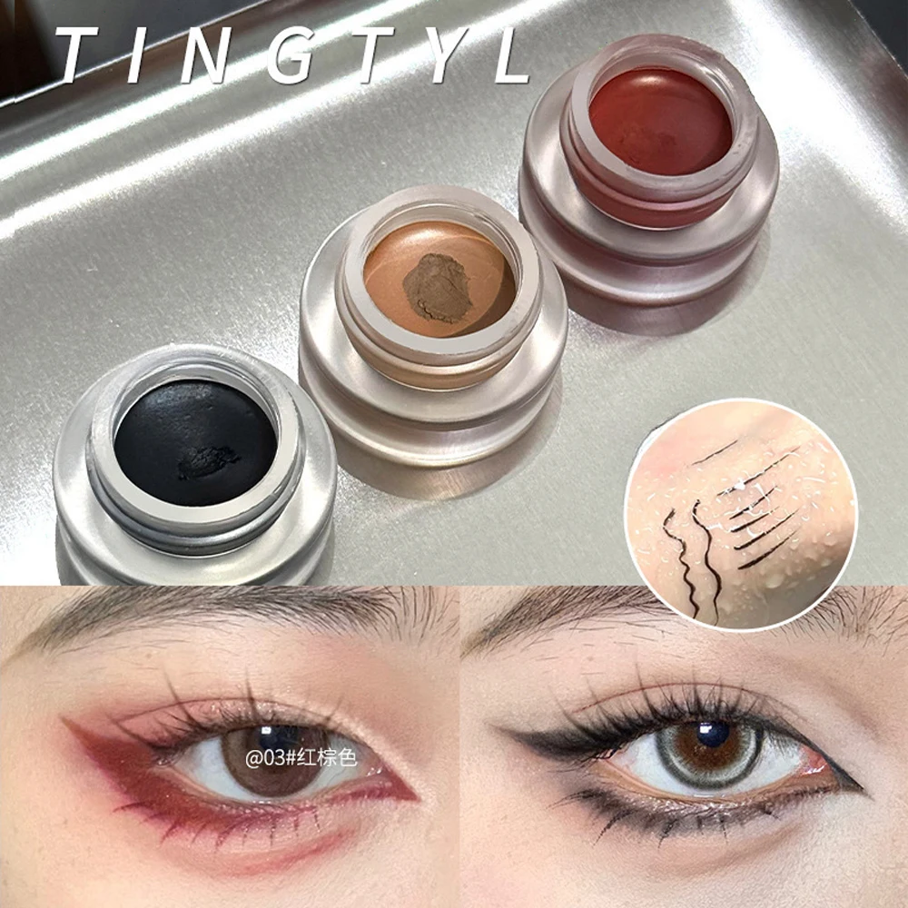 3 สีอายไลเนอร์ Eyebrow Gel ครีมแปรงกันน้ํา Lasting Non Smudging Matte สีแดงสีน้ําตาลสวมใส่ง่าย 3 In 1 เกาหลีแต่งหน้า