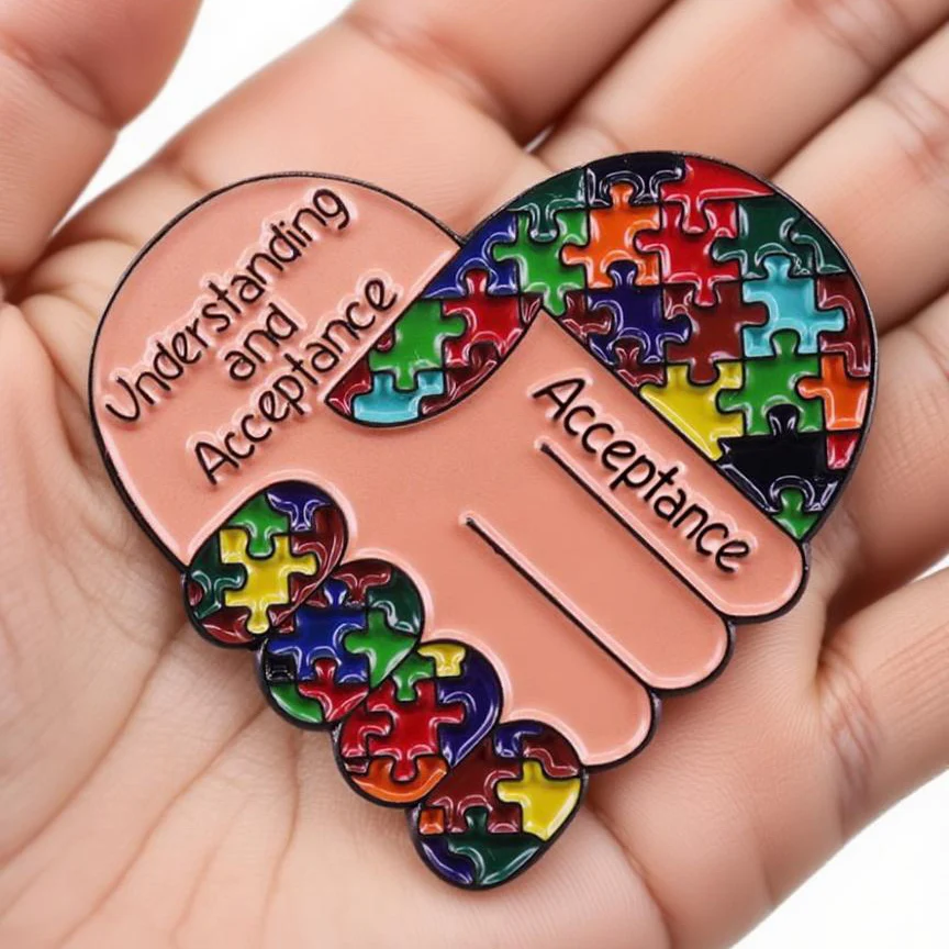 

Heart Shape Autism Awareness Enamel Brooch Jigsaw Puzzle Badge Clothes Backpack Decor Lapel Pins Unisex Fashion Jewelry Gifts