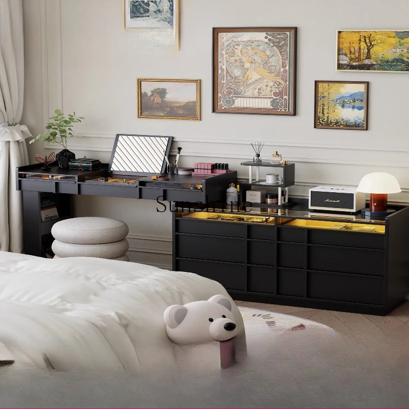 

Solid wood flip dresser chest integrated bedroom French style, bedside storage