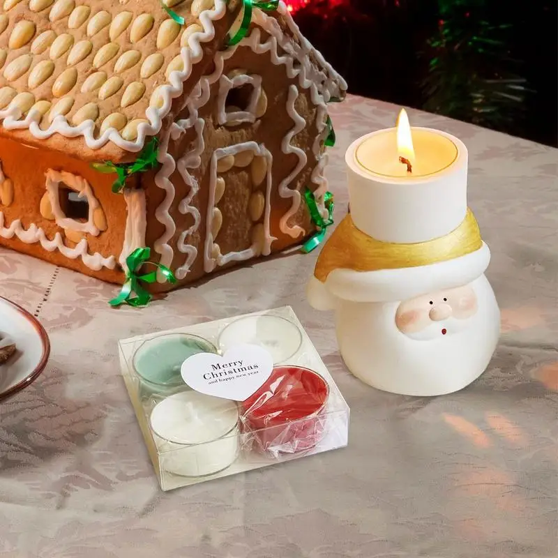 Tempat lilin Natal ringan, tempat lilin Santa Claus, pegangan meja liburan, pengerjaan kreatif lucu