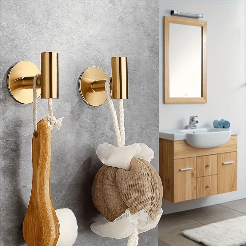 Wall-mounted Towel Rack Golden Matte Wall Hook Stainless Steel Heavy-duty Door Hanger Towel Hook Suitable for Kitchens Bedrooms