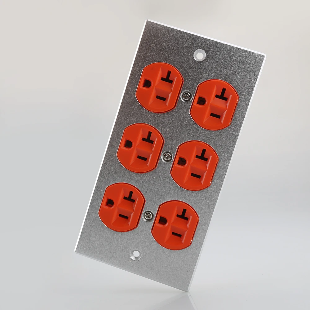

6 Hole American Standard Socket Panel 3 Pins Electrical Power Connector Plug Receptacles Cover Aluminum US Jack Plate