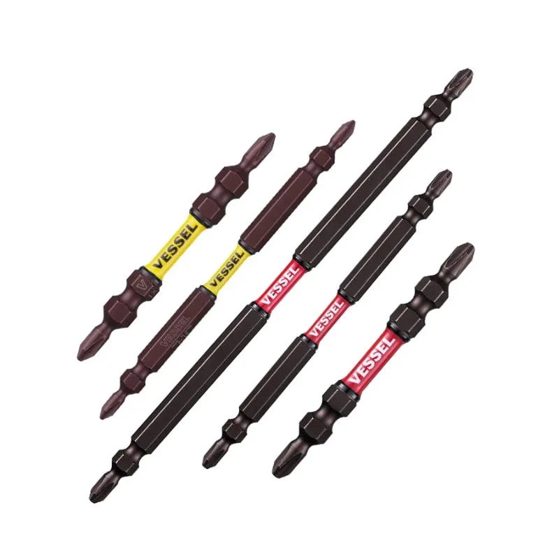 VESSEL SDT Series Magnetic Cross Bit Set - 65-150mm Slender Torsion Screwdriver Bits PH1/PH2 Hand Tools