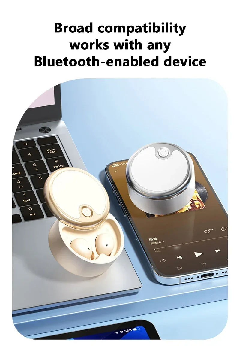 Mini-Slide-Open-Ohrhörer Bluetooth V6.0 Kabellose Kopfhörer Typ-C-Ladung 10M Verbindung Open-Ear-Sportkopfhörer für Telefon – Detail 13