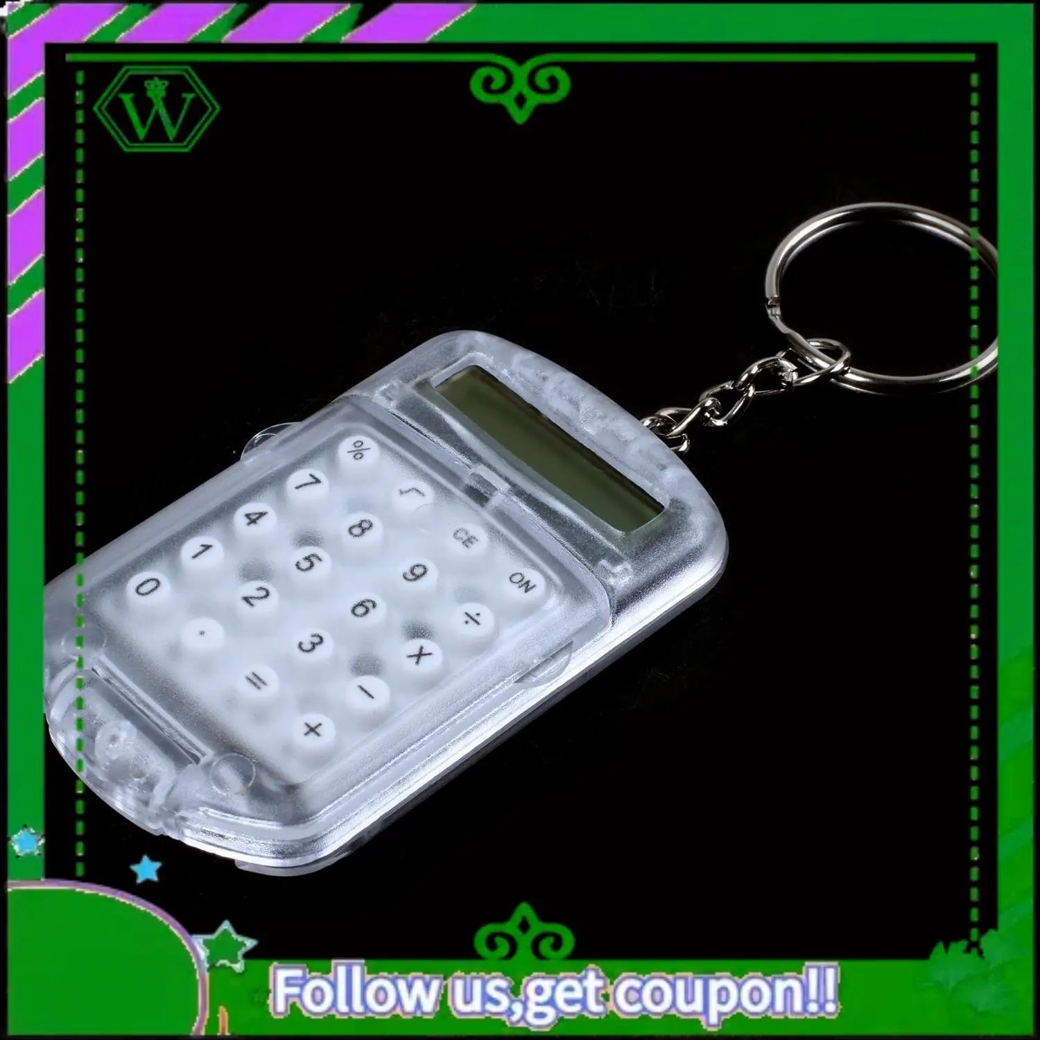 Reliable-Clear Plastic Casing 8 Digits Electronic Mini Calculator W Keychain