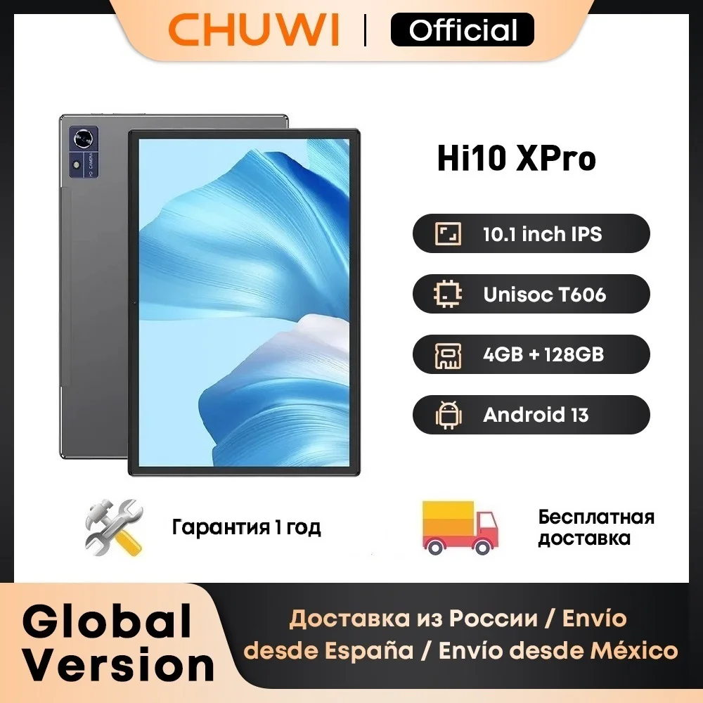 

CHUWI Hi10X Pro Unisoc T606 4G LTE 10.1 Inch 800*1280 IPS Screen 4GB RAM 128GB ROM Tablets 2.4G/5G Wifi Android 13 Tablet PC