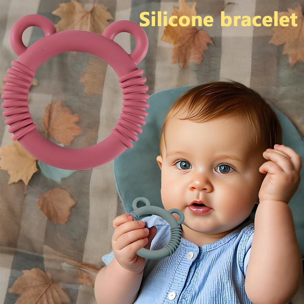 

BPA-Free Silicone Teether New Handle Shape Chewable Teether Baby Rodent Pain Relief Teether Toys Sensory Toys for Kids