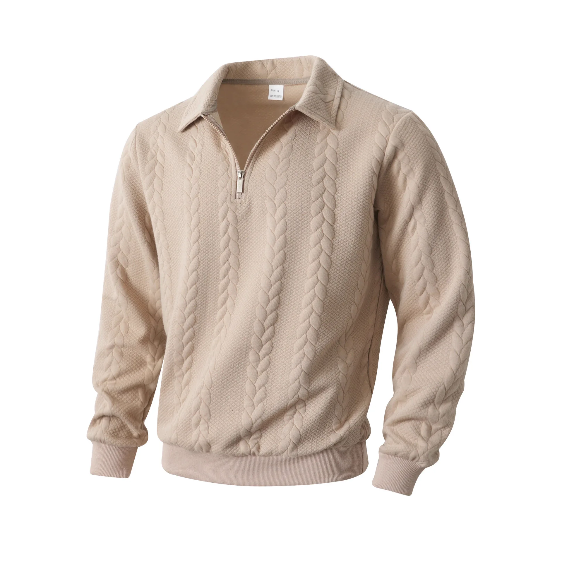 2026 primavera y otoño moda masculina Jacquard chaqueta con cuello vuelto Casual suéter de punto de manga larga sudadera para hombre