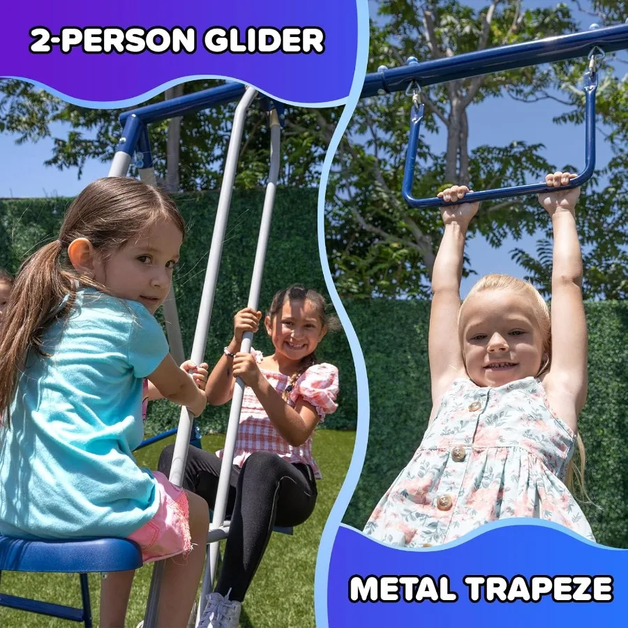 Arcadia Swing Set Outdoor HeavyDuty Metal Playset for with Slide