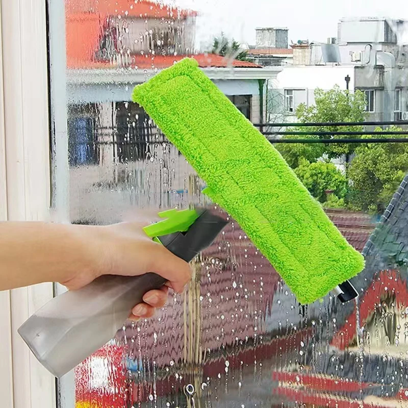 

3 In 1 Spray Scraper Brush Water Spray Window Cleaner Glass Scraping Wiper Microfiber Cloth Pad Kit Household Cleaning Tool