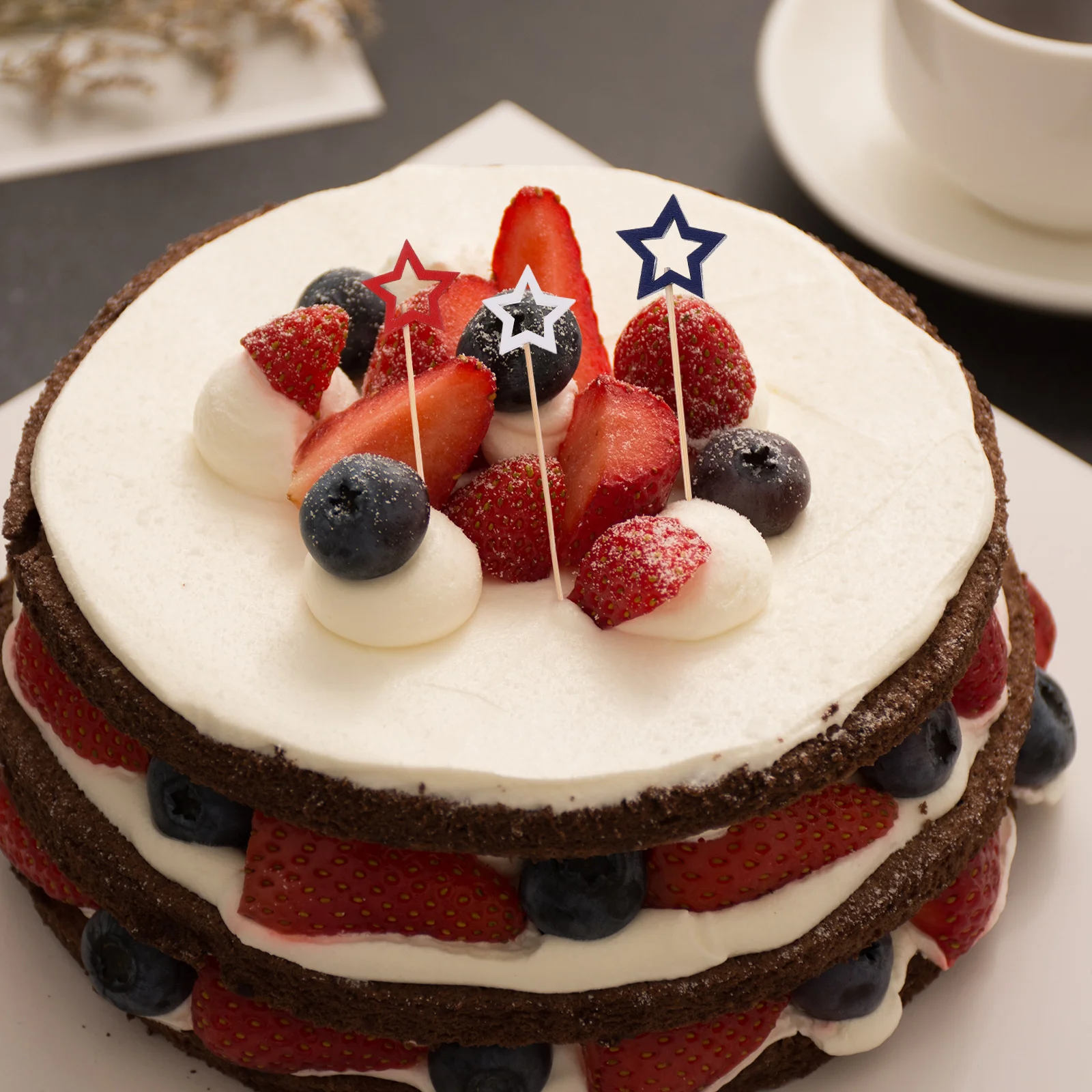 

60Pcs Disposable Bamboo Pick Patriotic Fruit Picks Star Cocktail Picks Independence Day Party Decor Cocktail Accessories