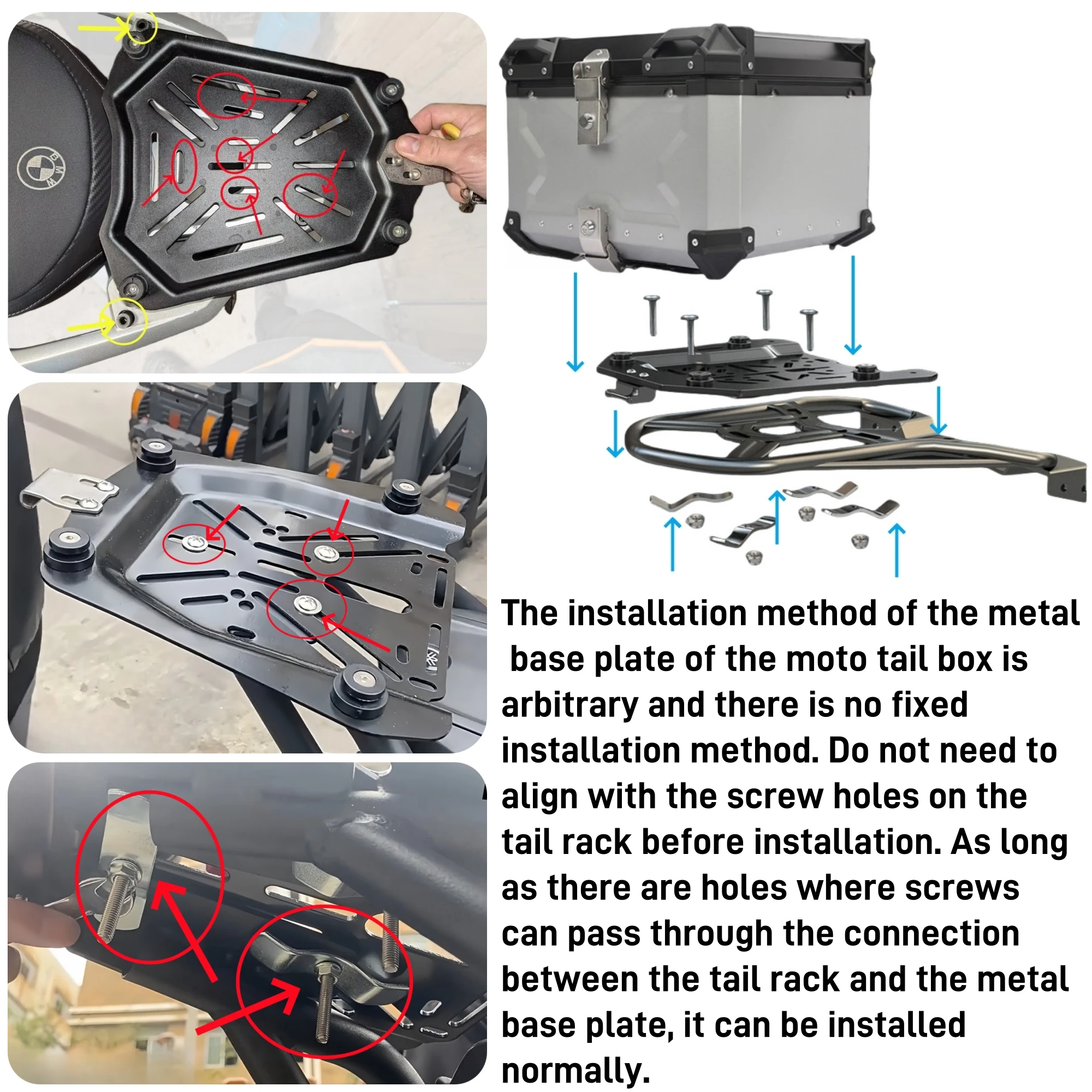 45L,55L,65L Motorcycle Top Box Aluminium Alloy Motorcycle Trunk Helmet Box Waterproof Motorbike Tail Box Luggage Storage Cases