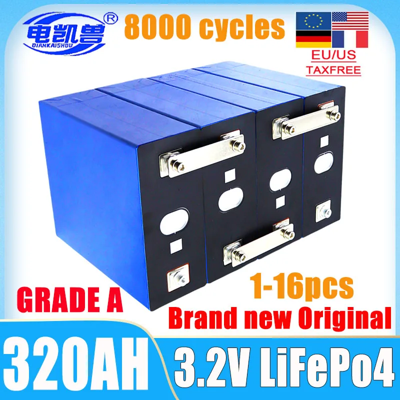 

1-16pcs new 3.2V 320AH lifepo4 battery DIY 12V 24V 48V RV golf cart electric boat household energy storage rechargeable battery