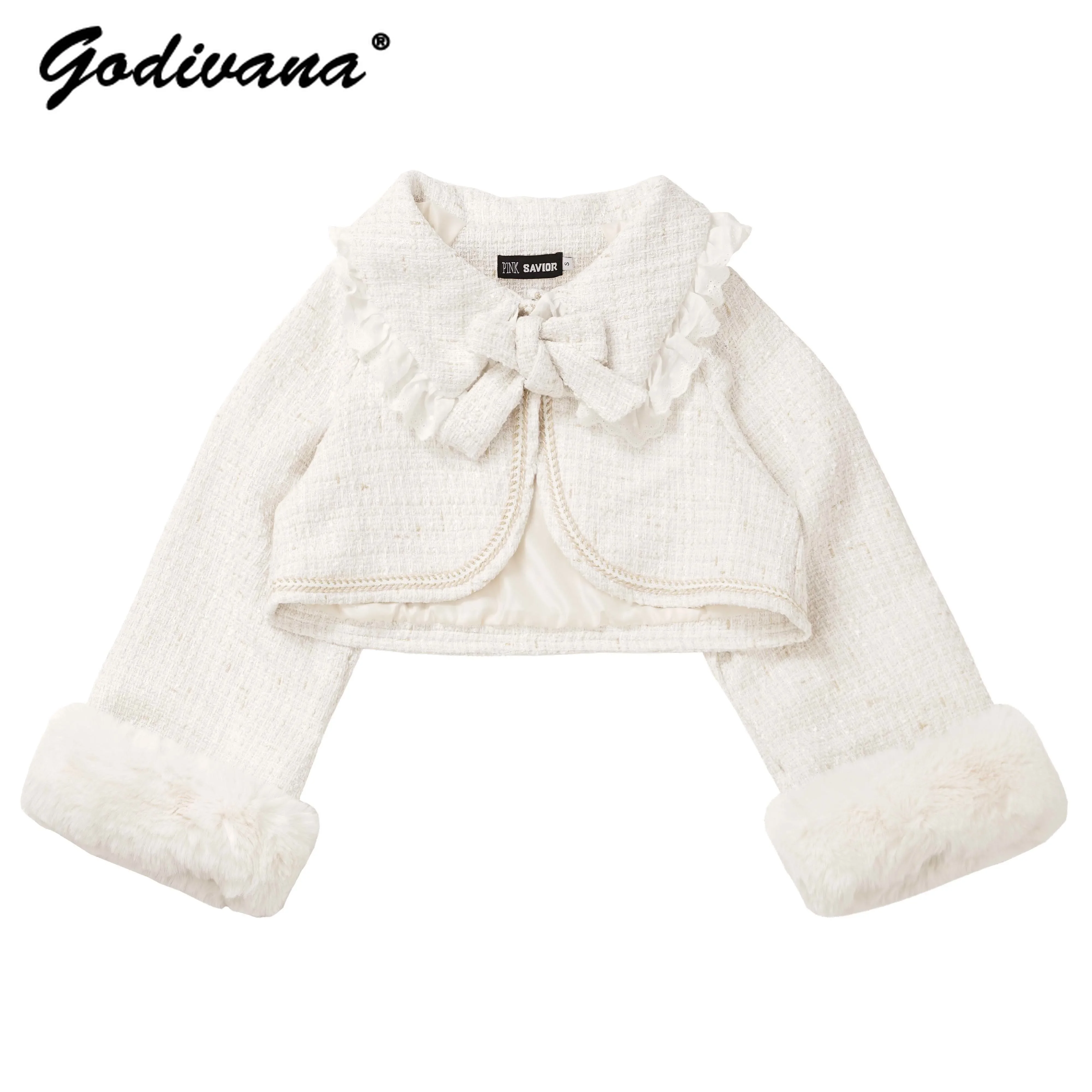 New Autumn and Winter Girls Sweet Fur Jacket New Year Clothes Woolen Cape Coat Slim Suspender Skirt Women\'s Skirt Suit Outfits