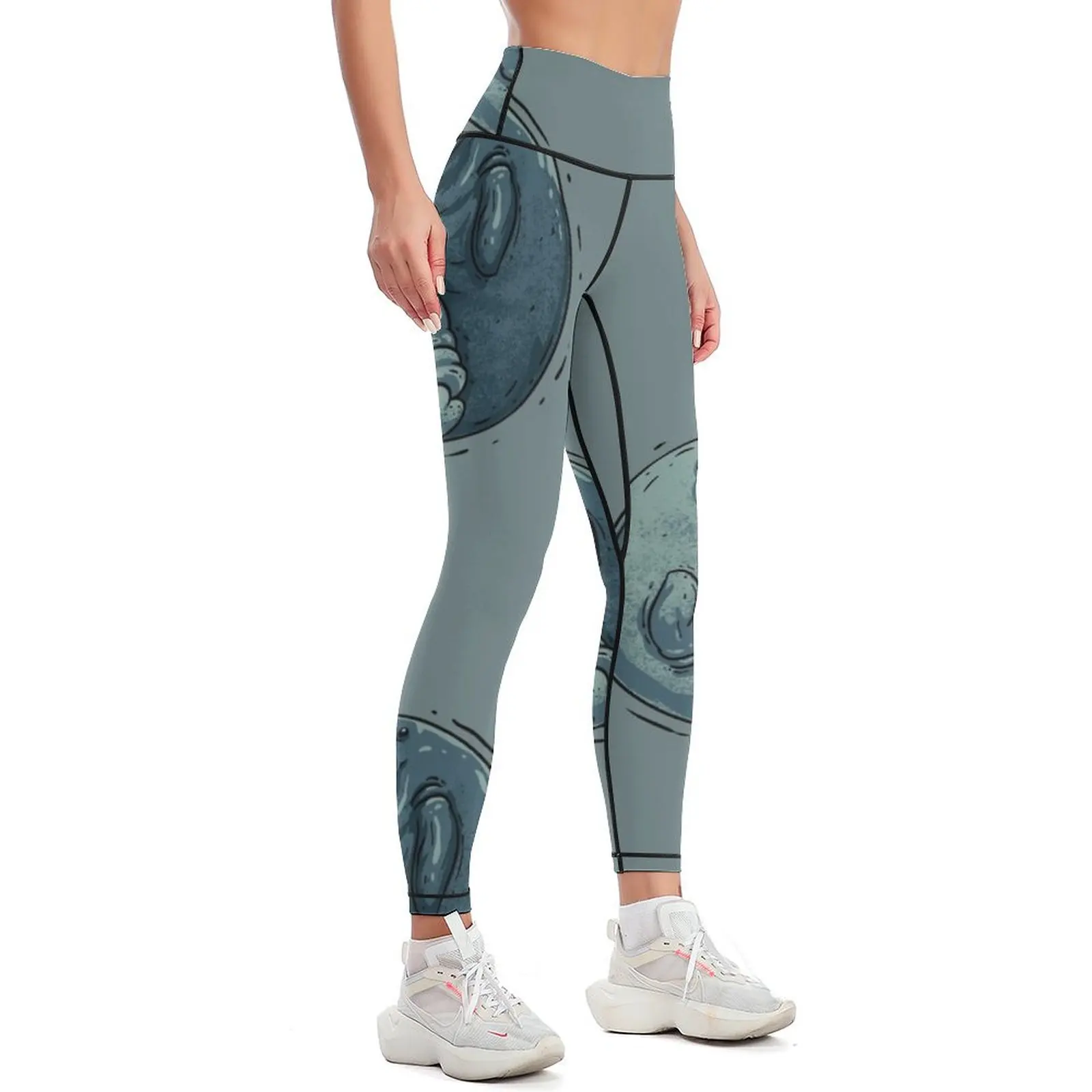 Manatee Yin and Yang | Dugong | Manatee County Leggings sportswear for gym Fitness woman legings for fitness Womens Leggings