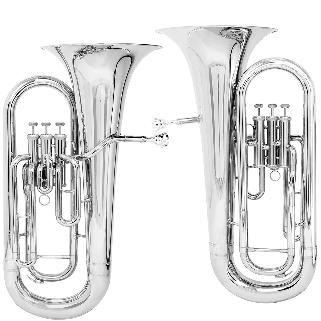 Picture 4: SLADE Bb Flat Euphonium 3-Key Vertical Professional Brass Instrument Silver Plated Baritone Horn for Musicians
