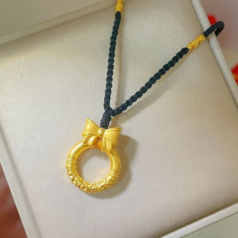 

9999 real gold 24K yellow gold Xiangyun Ruyi Gold Hoop Necklace Pendant