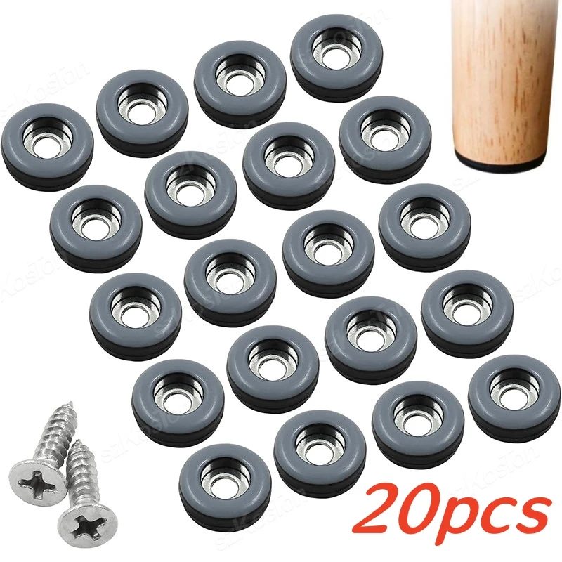 20pcs Furniture Sliders Pads Reusable Furniture Glides with Screws Table Chair Leg Mat Floor Protector for Carpet Tile Hardwood
