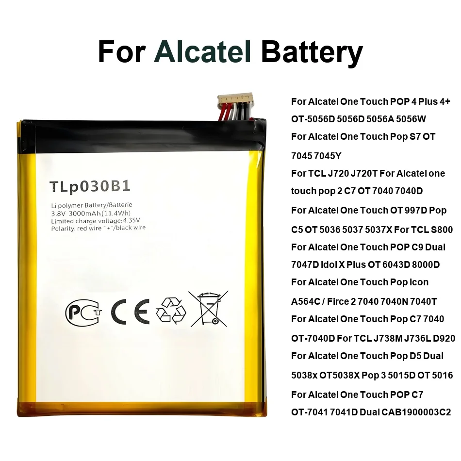 Batería TLI018D1 TLi020F1 TLP025C2 TLP025C1 para Alcatel Onetouch Pop 4+ C5 D5 para Tcl C7 OT-7041 OT-7040 Dual 5038X 7047D Plus