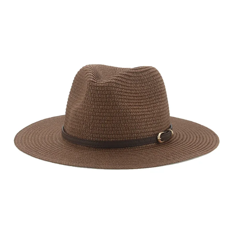 Women Hats New Summer Wide Brim Chain Panama Western Cowboy Women Hats Outdoor Beach Travel Summer Straw Hats Sombreros De Mujer