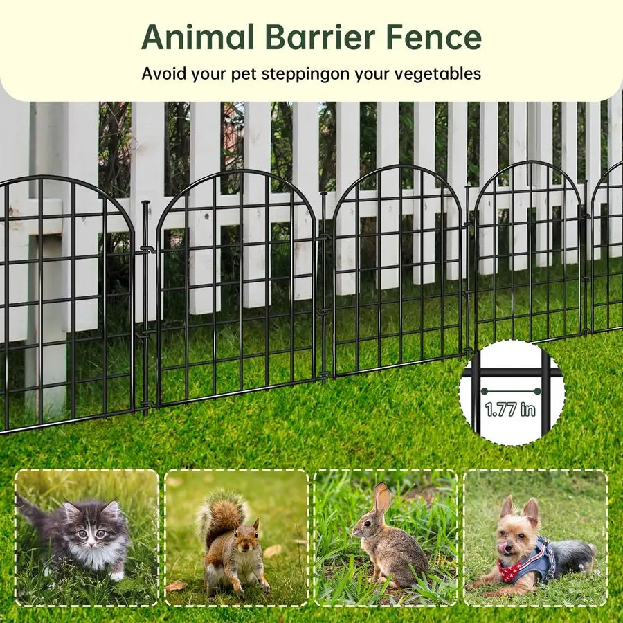 

Садовый забор ftL x 22 дюйма, 30 панелей, арочный, без необходимости копания, декоративный забор-барьер для животных с креплением к грунту, нержавеющий металлический забор G