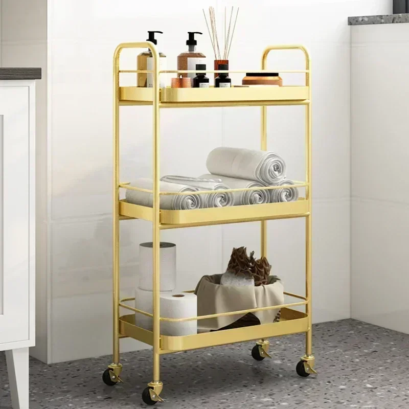 Nordic Multi-Layer Spa Table with Wheels Mobile Auxiliary Towel Holder Shower Storage Rack Storage Cart Space-Saving Organizer