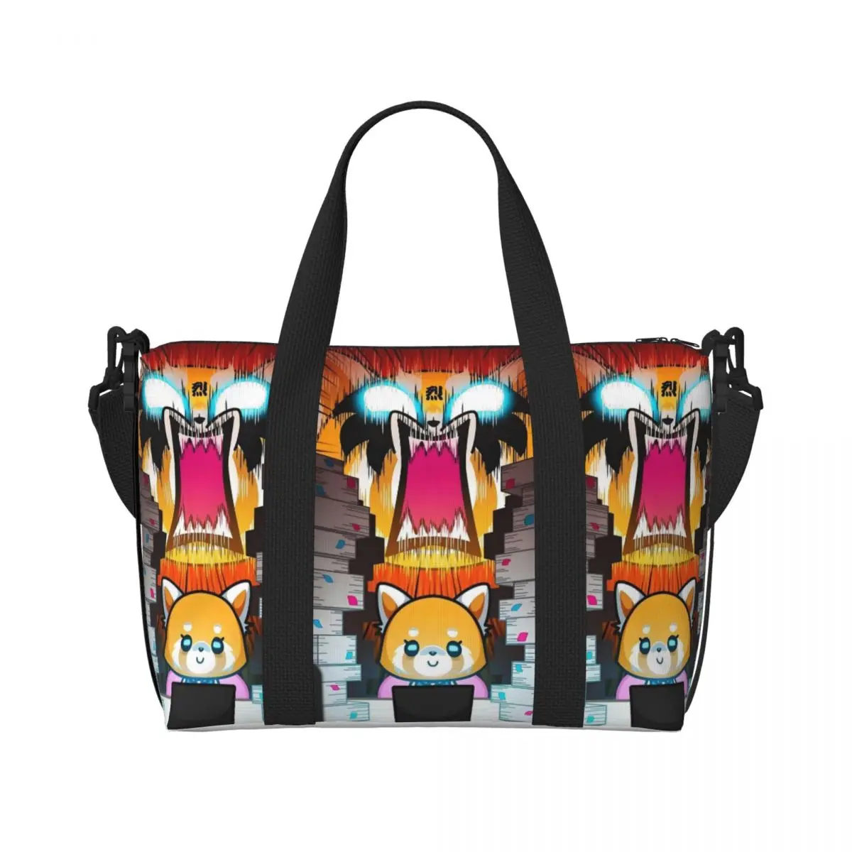 

Custom Large Aggressive Retsuko Tote Bag Women Animation Shoulder Shopping Gym Beach Travel Bag