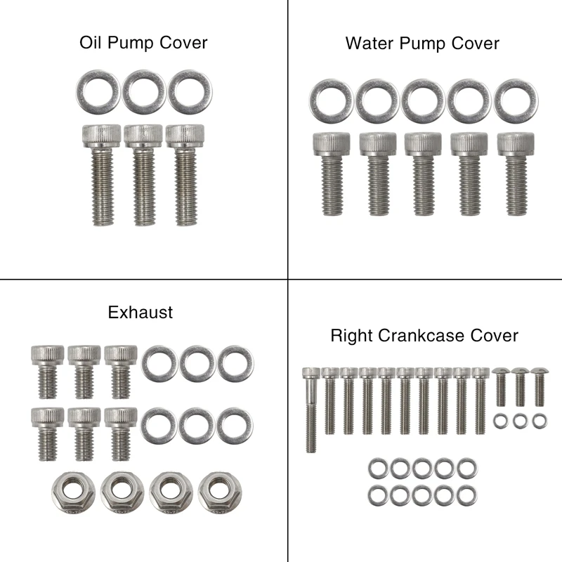 For-Yamaha Yfz350 Banshee Atv Polished Stainless Steel Engine Bolt Screw Kit Set