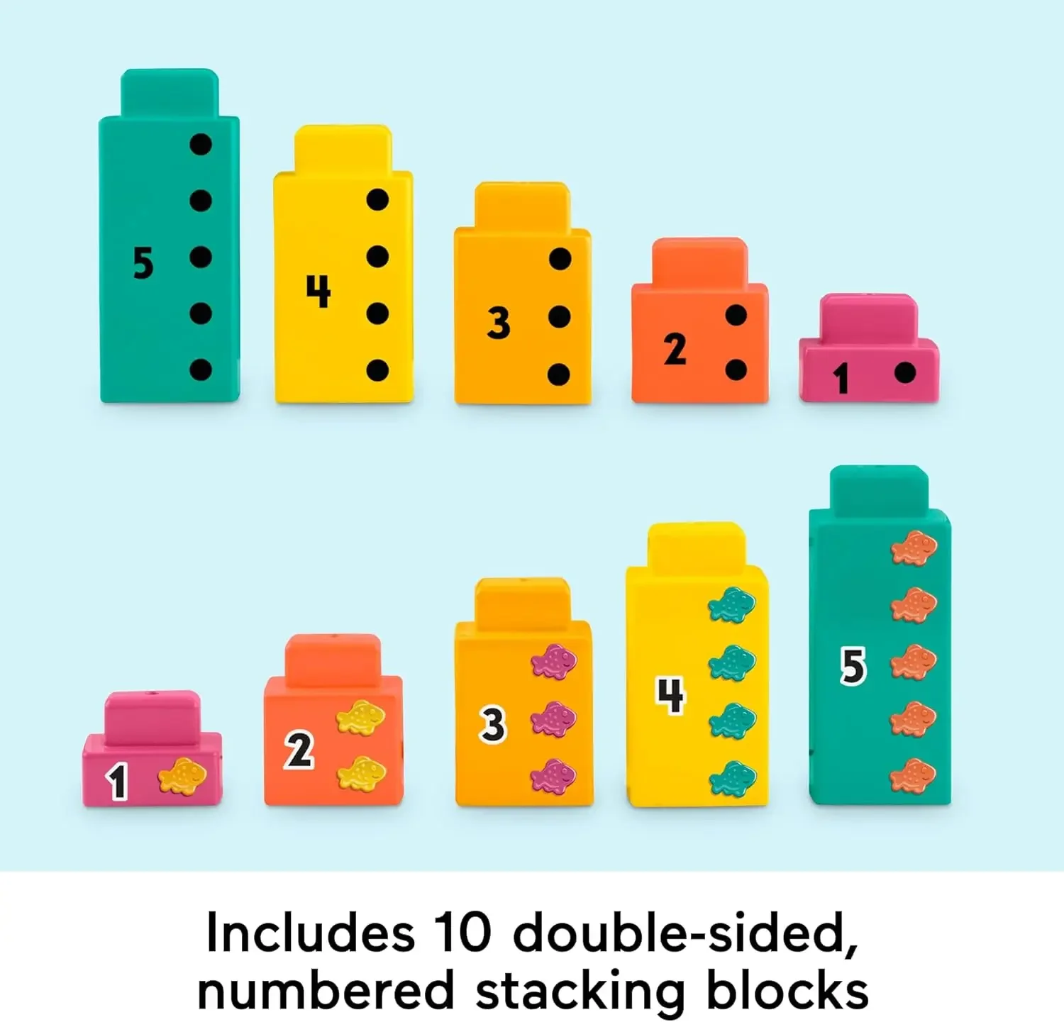 Preschool Learning Toy Adding Alligator Counting Activity with 10 Stacking Blocks for Kids Ages 3+ Years
