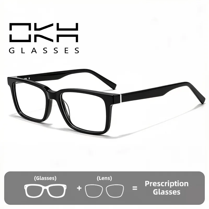 OKH Retro New Ultra-light Fashion Square Acetate Frame Optical Prescription Men's Eyeglasses Frames