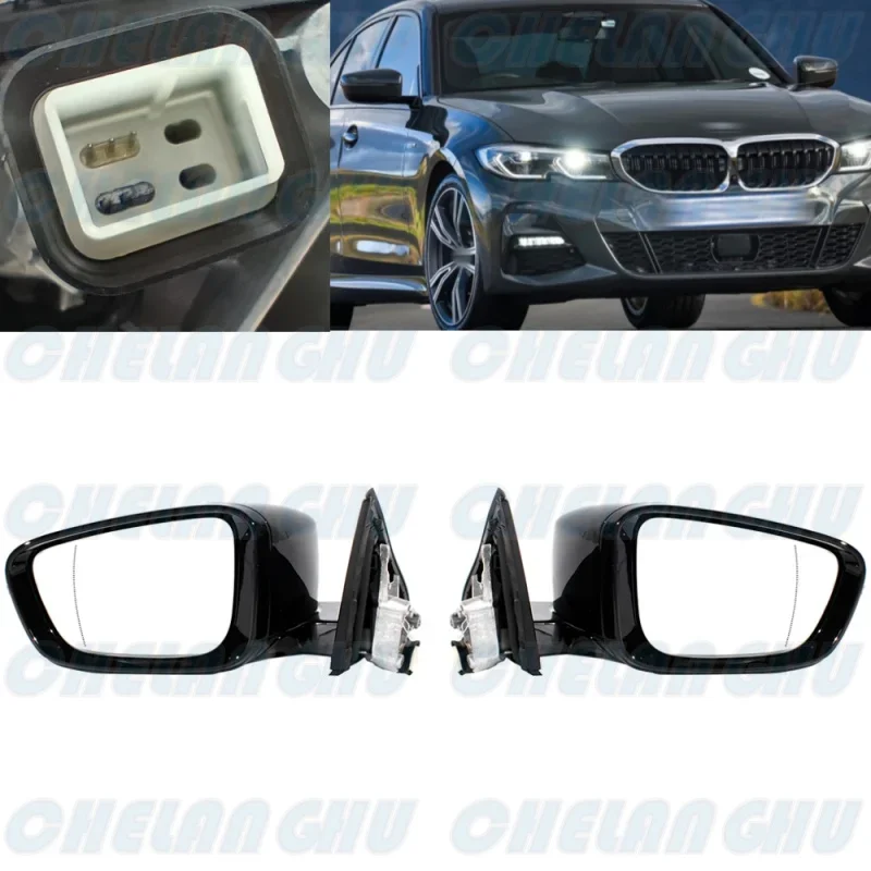 

For BMW G20 G28 320i 330i 2019 2020 2021 2022 2023 1 Pair 5 Pins Black Painted Power Adjust Auto Fold Memory Mirror Assembly