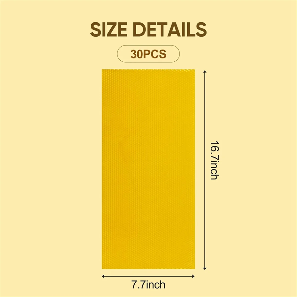 30 قطعة من أوراق شمع العسل لتربية النحل، أوراق كريم أساس مطلية بالشمع الأصفر، شمع طبيعي على شكل قرص العسل لصنع الشموع بنفسك