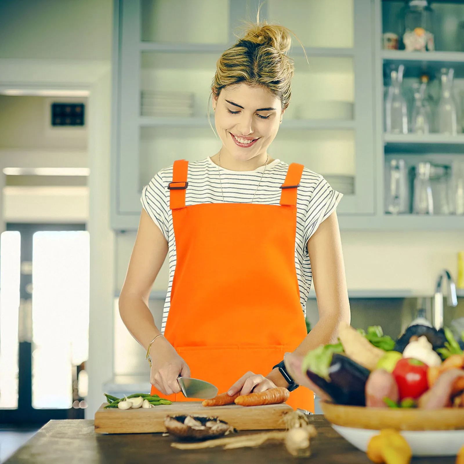 مريلة جيب للطبخ قابلة للتعديل من H-Back للنساء، مريلة صالون منزلية مع جيوب مع جيب للنساء