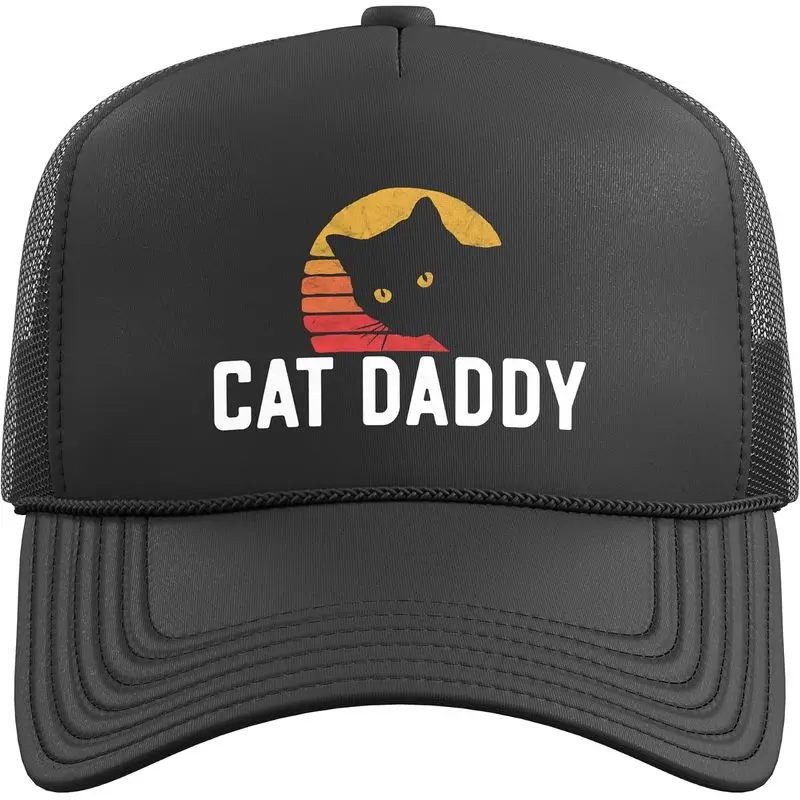 Cat Daddy Funny Retro Cat Pet Owner Trucker Hat with Adjustable Mesh Back