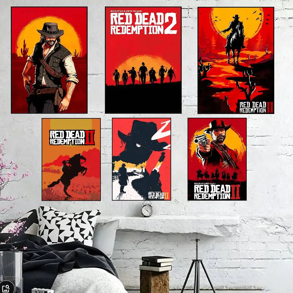 Red D-Dead R-Redemption-W2 Posters Living Room Bar Cafe Quality Canvas Vintage Style Comics Painting Art Home Wall Decor Picture