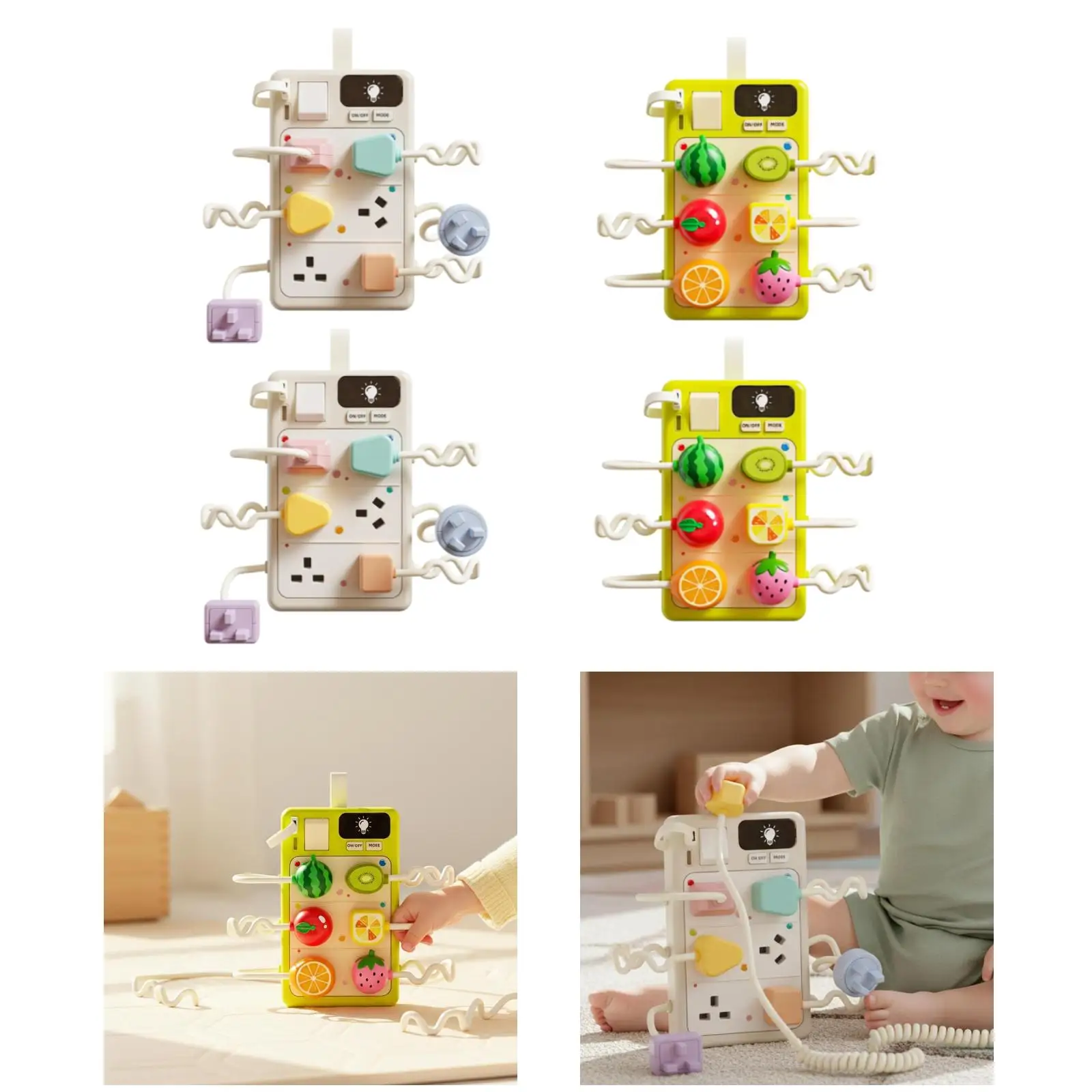 Plug and Switch Board for Toddlers with Sound Effects 6.5 inch Square Interactive