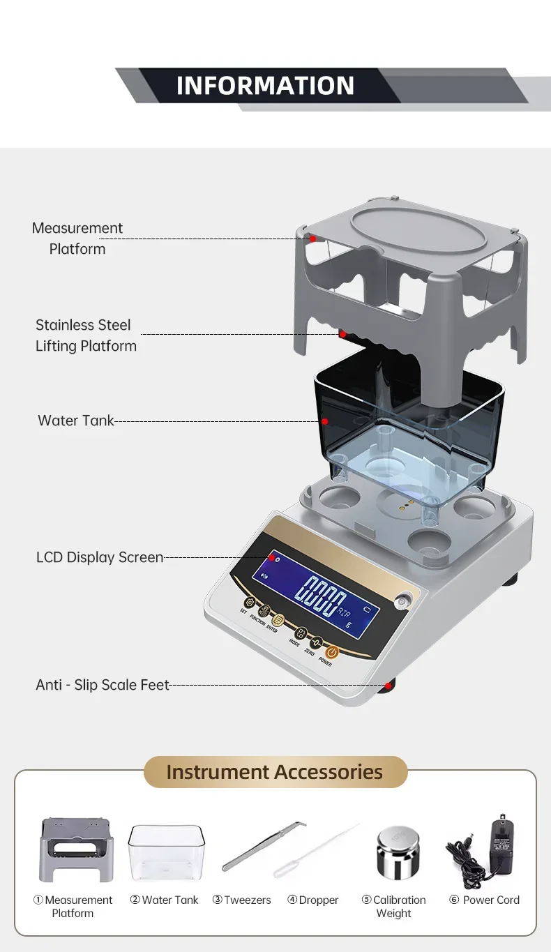 Factory Gold Tester Precious Metal Density Meter Electronic Gold Tester with RS232 Printing Interface