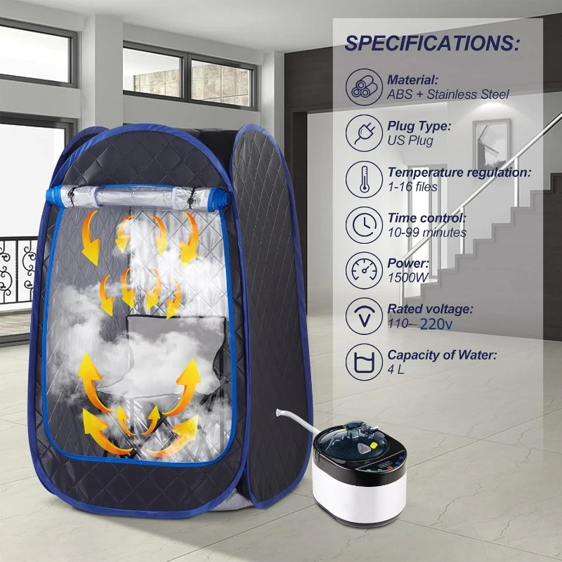 Portable Steam Sauna Full Size Personal Sauna for Home, One Person Relaxation, with 4L Steam Generator Portable Sauna Chair