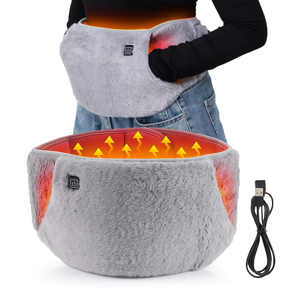 1Pcs Heating Waist Belt, Electric Heated Waist Belt, Portable Heating Pad with Hand Pockets, Three Temperature Control