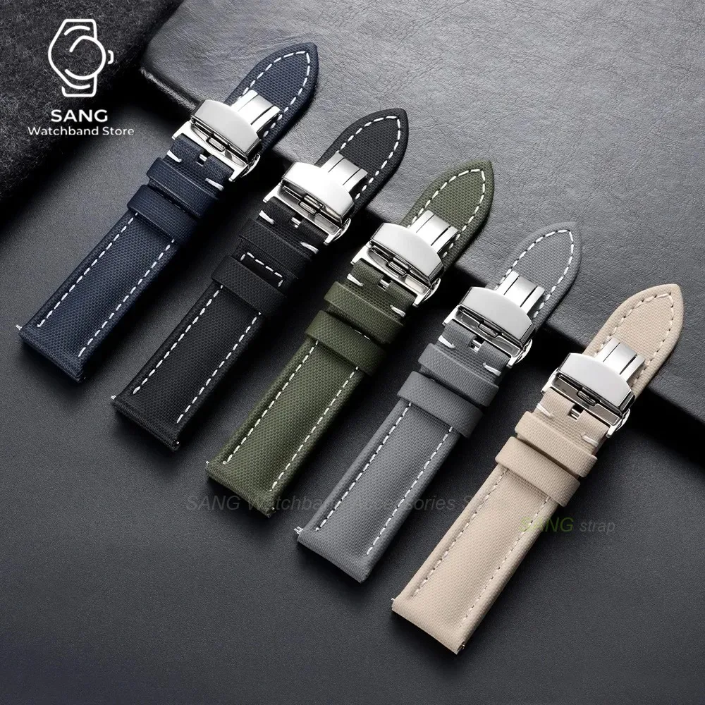 18mm 19mm 21mm 20mm 22mm Schnellverschluss-Segeltucharmband mit Butterfly-Schnalle für Herren und Damen, Wasserdichtes Canvas-Nylon-Uhrenarmband – Detail 18