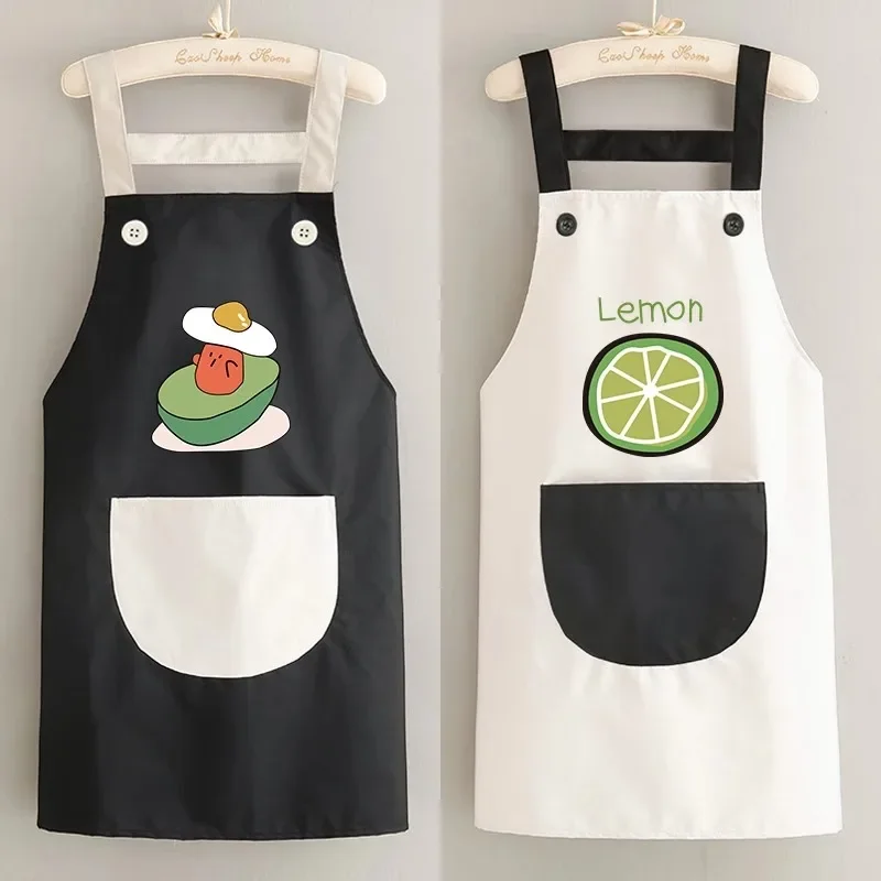 Delantal de aguacate para mujer, cocina, hogar, impermeable y a prueba de aceite, cocina, tareas domésticas, limpieza de cintura, correa de mano, ropa de trabajo de bolsillo