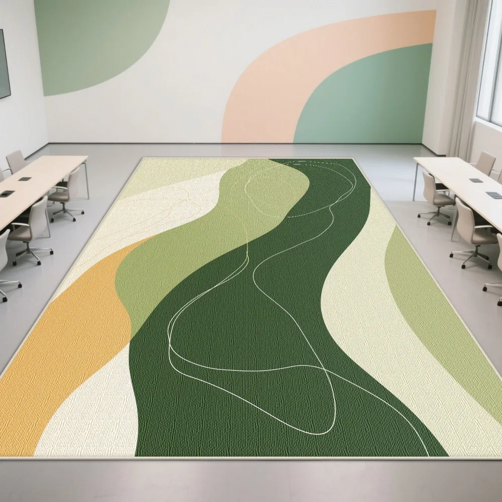 VIKAMA Modern Abstract Art Geometric Curve Rugs Morandi Colour Block Simple Premium Non Slip Wearable Rugs Home Decoration