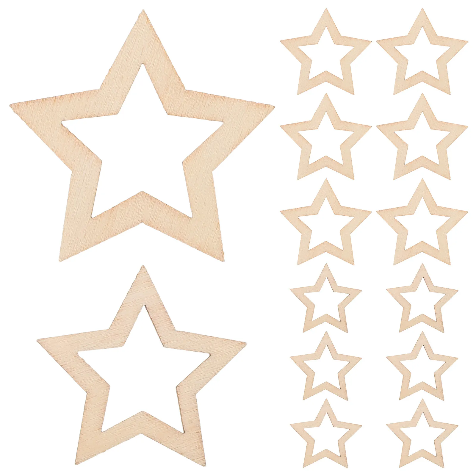 110Pcs Rustic Wood Star Slices Unpainted Star-Shaped Craft Ornaments for Christmas Party Valentines Day DIY Wall Decor Wood Art