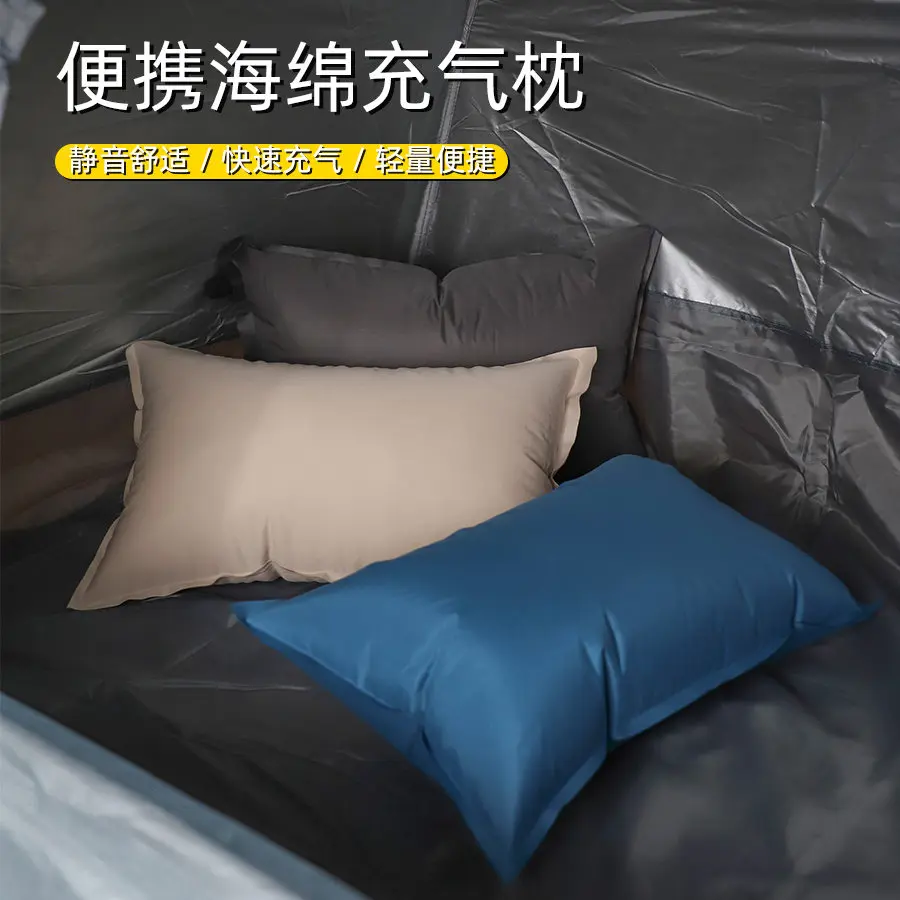 Outdoor travel automatic inflatable sponge pillow comfortable waist protection office nap pillow camping convenient