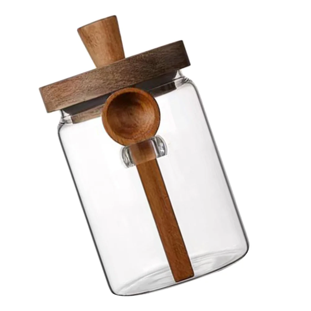 

Glass Coffee Bean Storage Jar Airtight Wooden Lid Sealed Container For Tea Sugar Candy Kitchen Home Bakery Glass Storage Jars