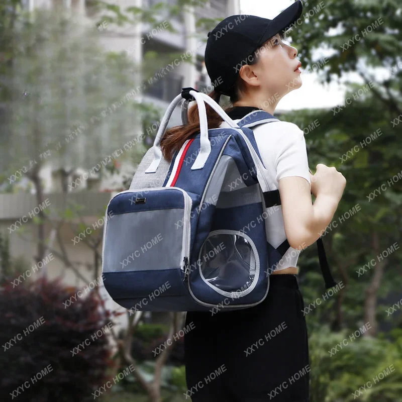 

Cat Bag Double Shoulder Pet Backpack Portable School Bag Cat Cage Breathable Portable Cat Bag