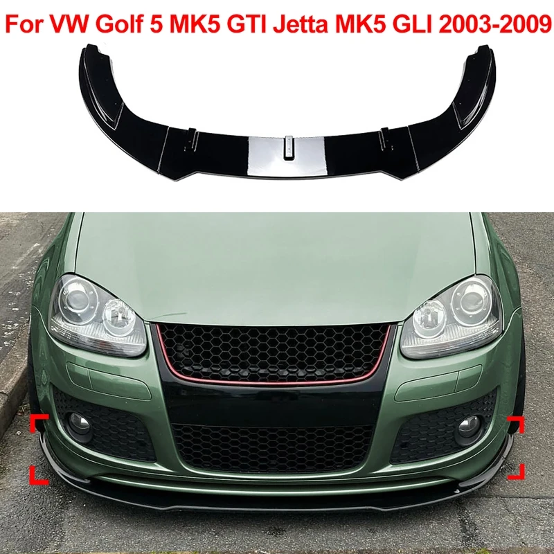 

3pcs Car Front Bumper Lip Splitter Diffuser Lip Body Kit for VW Golf 5 MK5 GTI Jetta MK5 GLI 2003-2009
